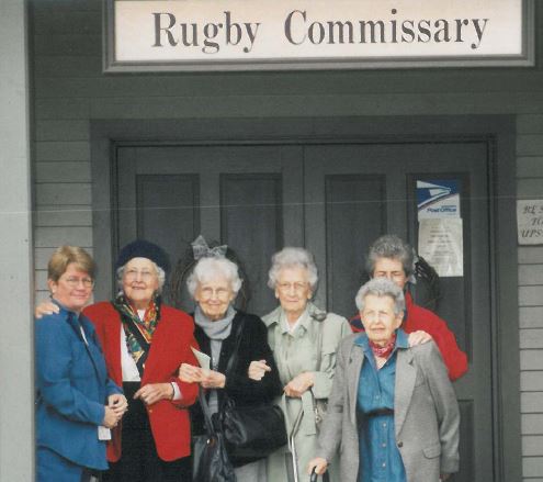 Outing to Rugby, Tennessee (L to R) Peggy Williams, Transportation Manger, West End Home For Ladies, Unknown Guest, Miss Muriel King (1913-2005), Mrs. Lula Belle Parker Austin (1908-2007), Mrs. Eleanor May Herts Hersh (1909-2012), Mrs. Charlene LaRue Shirley Bomer (1927-2007)