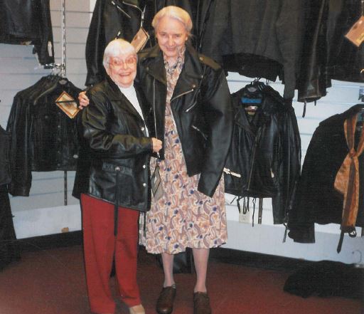 Outing to the Harley Davidson Store, Cool Springs, January 2002 (L to R) Mrs. Ruth Lillian Gearhart Beaver (1918-2008), Miss Lillian Mina Harley (1919-2013) 