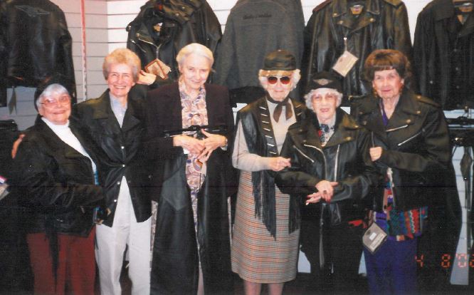 Outing to the Harley Davidson Store, Cool Springs, January 2002 Mrs. Ruth Lillian Gearhart Beaver (1918-2008), Mrs. Charlene LaRue Shirley Bomer (1927-2007),  Miss Lillian Mina Harley (1919-2013), Mrs. Muriel C. King (1913-2005),  Mrs. Louise Gatlin Hobbs (1916-2006), Mrs. Marion Elizabeth Cole Moore (1923-2009) 