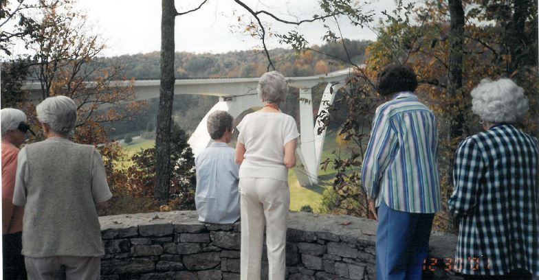 Outing to Natchez Trace Parkway, circa 2001 (L to R) Mrs. Annie Rai Doyal Shaw (1917-2010), Mrs. Ruth Lillian Gearhart Beaver (1918-2008), Mrs. Charlene LaRue Shirley Bomer (1927-2007), Mrs. Lula Belle Parker Austin (1908-2007),  Mrs. Marion Elizabeth Cole Moore (1923-2009) 