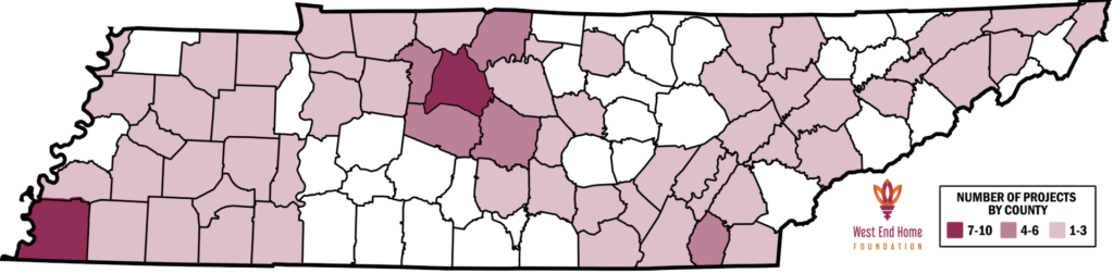 West End Foundation Map_Awarded by County (8.4.22) (1)